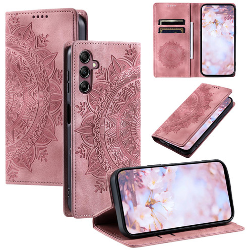 Samsung Galaxy S26 Totem Embossed Magnetic Leather Phone Case - Rose Gold