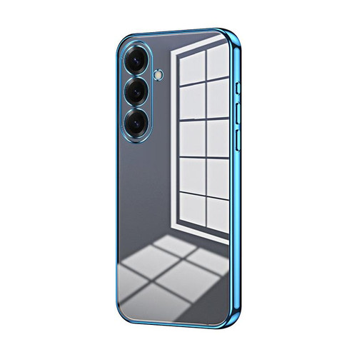 Samsung Galaxy S26 Transparent Plating Fine Hole Phone Case - Blue