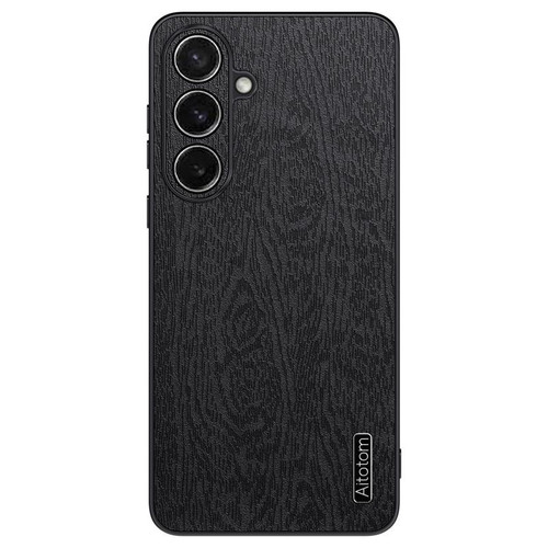 Samsung Galaxy S26 Tree Bark Leather Shockproof Phone Case - Black