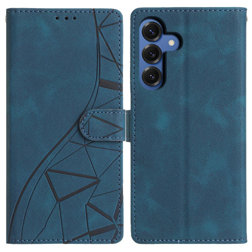 Samsung Galaxy S26 Triangles Embossed Leather Phone Case - Blue