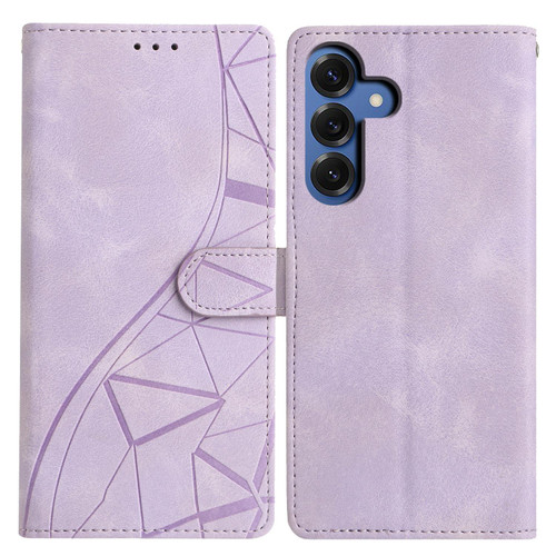 Samsung Galaxy S26 Triangles Embossed Leather Phone Case - Purple