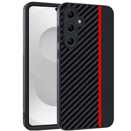 Samsung Galaxy S26 Ultra-thin Carbon Fiber Texture Splicing Phone Case - Red