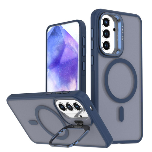 Samsung Galaxy A37 5G Bright Color Frosted Skin-feel Camera Bracket Magsafe Phone Case - Blue