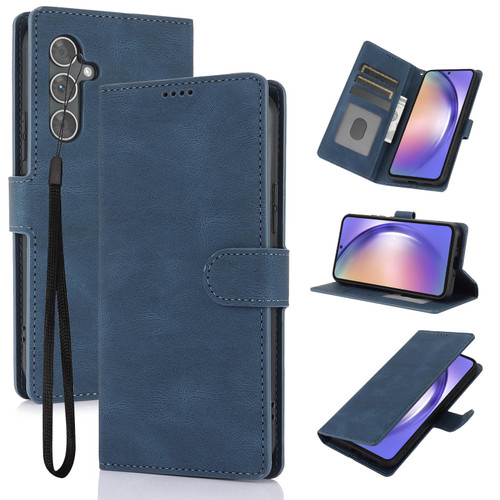 Samsung Galaxy A37 5G Fantasy Skin-feel Calfskin Texture Leather Phone Case - Blue