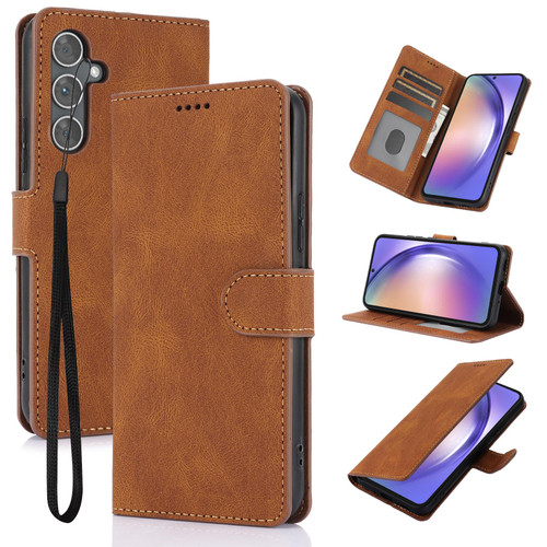 Samsung Galaxy A37 5G Fantasy Skin-feel Calfskin Texture Leather Phone Case - Brown