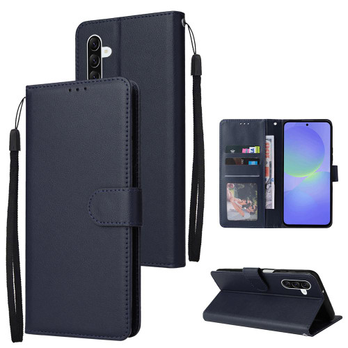 Samsung Galaxy A37 5G 3-Card Slots Multifunctional Leather Phone Case - Dark Blue