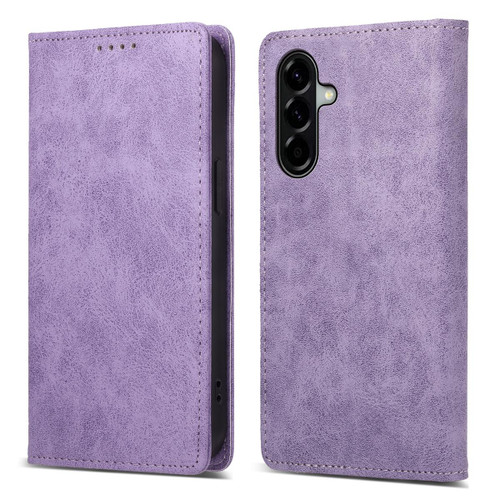Samsung Galaxy A37 5G Business Solid Color Magnetic RFID Leather Phone Case - Purple