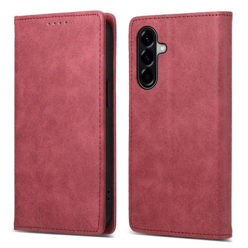 Samsung Galaxy A37 5G Business Solid Color Magnetic RFID Leather Phone Case - Red
