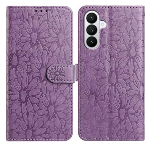 Samsung Galaxy A37 5G Daisy Embossed Leather Phone Case - Light Purple