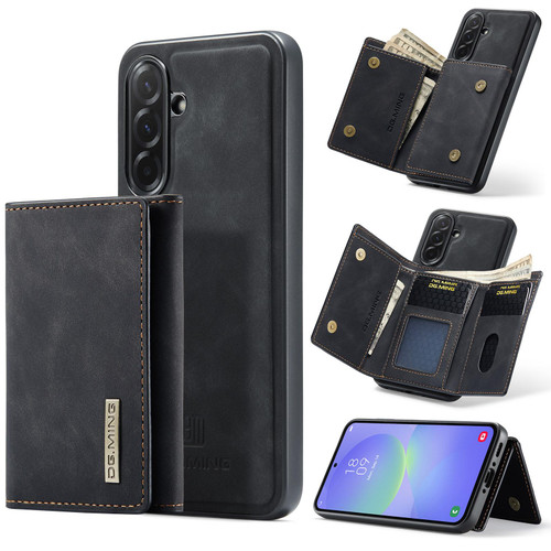 Samsung Galaxy A37 5G DG.MING M1 Series 3-Fold Multi Card Wallet + Magnetic Phone Case - Black