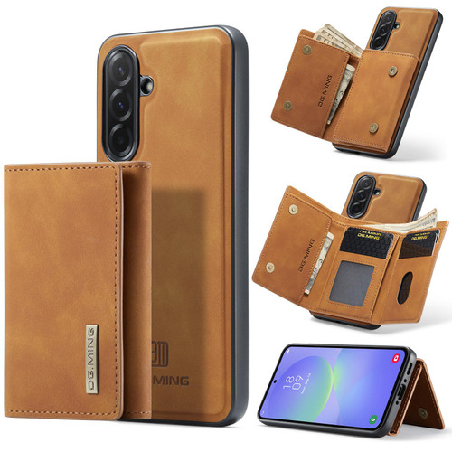 Samsung Galaxy A37 5G DG.MING M1 Series 3-Fold Multi Card Wallet + Magnetic Phone Case - Brown