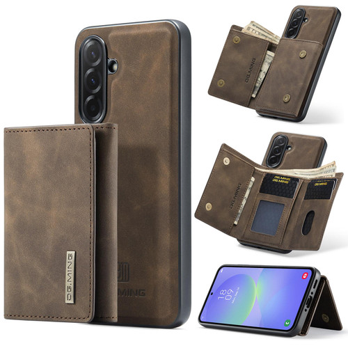 Samsung Galaxy A37 5G DG.MING M1 Series 3-Fold Multi Card Wallet + Magnetic Phone Case - Coffee