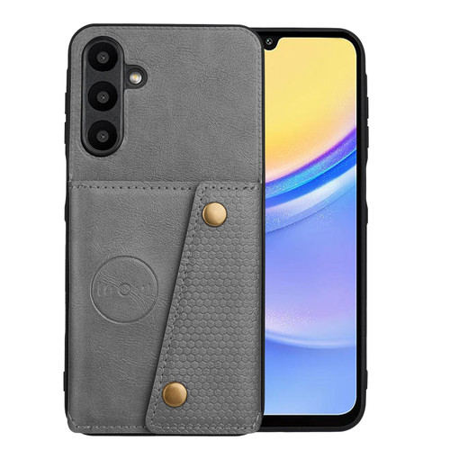 Samsung Galaxy A37 5G Double Buckle Card Slots Magnetic Phone Case - Grey