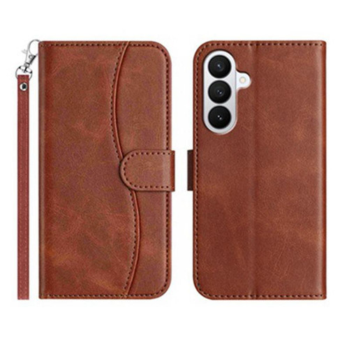 Samsung Galaxy A37 5G Dual-Folded S-shape Leather Phone Case - Coffee