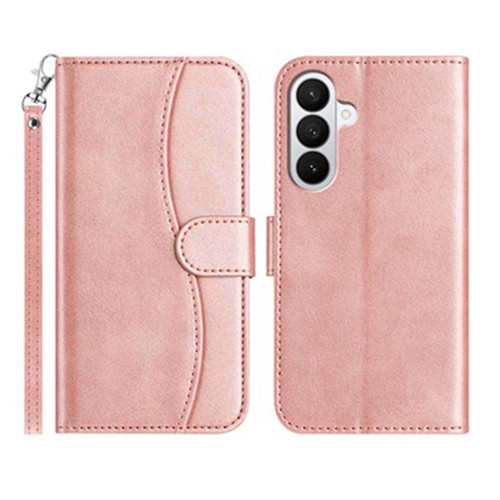 Samsung Galaxy A37 5G Dual-Folded S-shape Leather Phone Case - Rose Gold