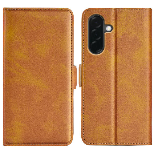 Samsung Galaxy A37 5G Dual-side Magnetic Buckle Horizontal Flip Leather Phone Case - Yellow