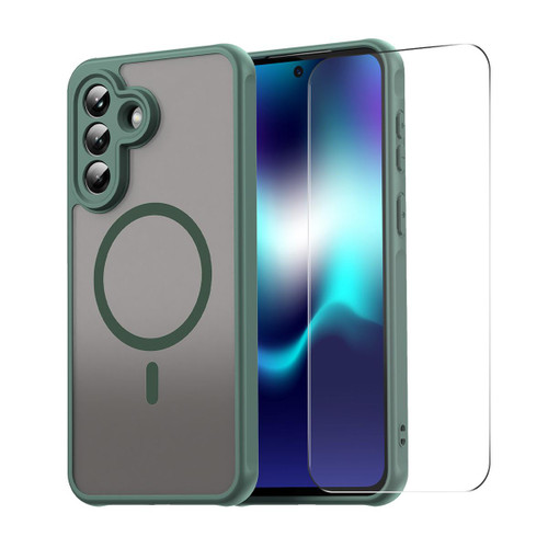 Samsung Galaxy A37 5G ENKAY Hat-Prince MagSafe Matte Translucent Shockproof Phone Case with Large Arc Edge Film - Green