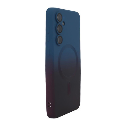 Samsung Galaxy A37 5G ENKAY Hat-Prince MagSafe Rainbow Gradient Silicone Phone Case with Lens Film - Dark Blue