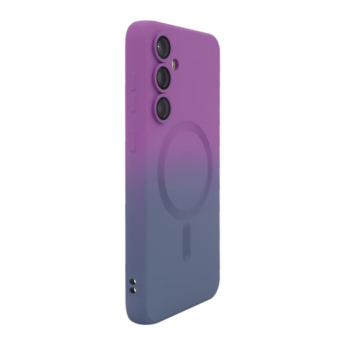 Samsung Galaxy A37 5G ENKAY Hat-Prince MagSafe Rainbow Gradient Silicone Phone Case with Lens Film - Purple Blue