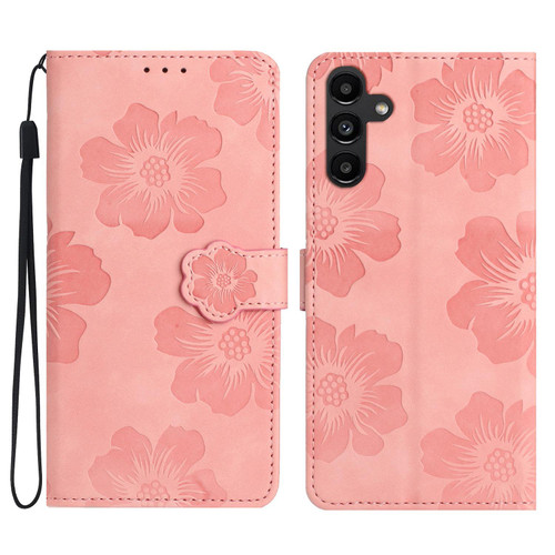 Samsung Galaxy A37 5G Flower Embossing Pattern Leather Phone Case - Pink