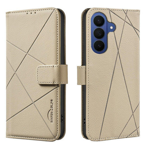 Samsung Galaxy A37 5G Geometric Pattern RFID Leather Phone Case - Beige