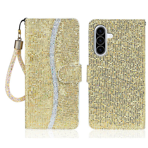 Samsung Galaxy A37 5G Glitter Powder Filp Leather Phone Case - Gold