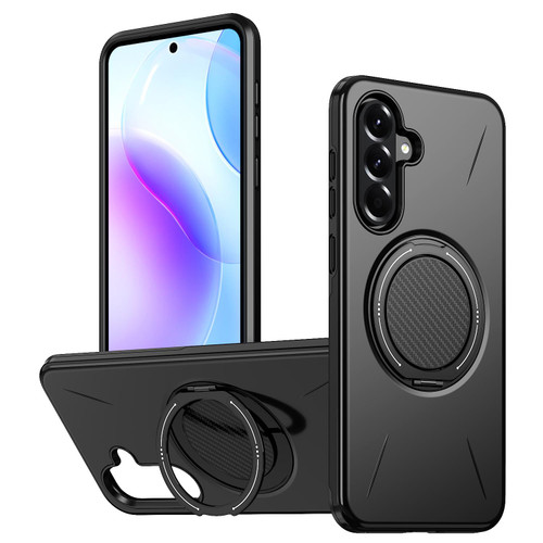 Samsung Galaxy A37 5G Kalebol Magnetic MagSafe Rotation Holder PC Phone Case - Black