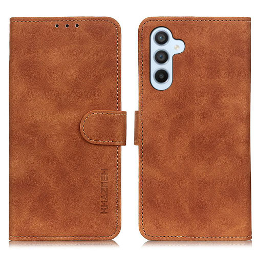 Samsung Galaxy A37 5G KHAZNEH Retro Texture Horizontal Flip Leather Phone Case - Brown