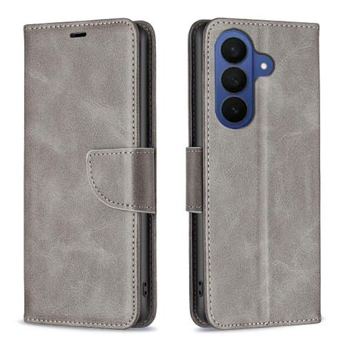 Samsung Galaxy A37 5G Lambskin Texture Pure Color Flip Leather Phone Case - Grey