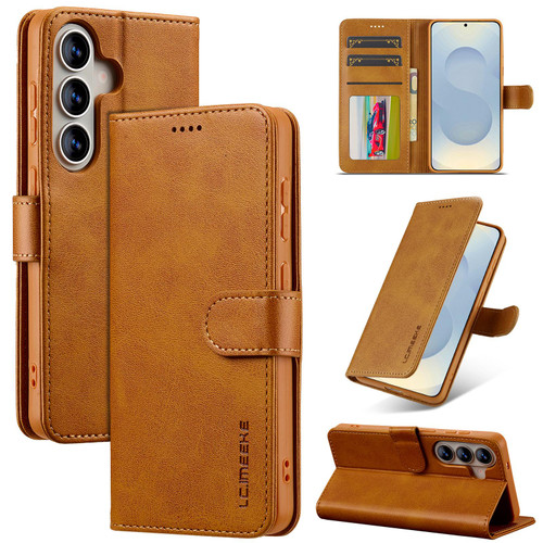 Samsung Galaxy A37 5G LC.IMEEKE Calf Texture Leather Phone Case - Brown