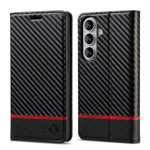 Samsung Galaxy A37 5G LC.IMEEKE Carbon Fiber Leather Phone Case - Horizontal Black