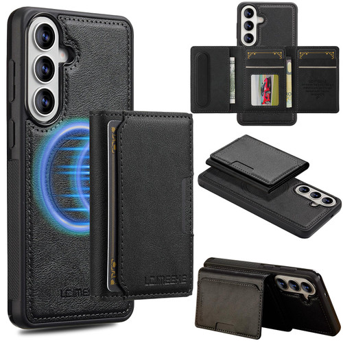 Samsung Galaxy A37 5G LC.IMEEKE L5 Series Detachable RFID Card Bag Magsafe Phone Case - Black