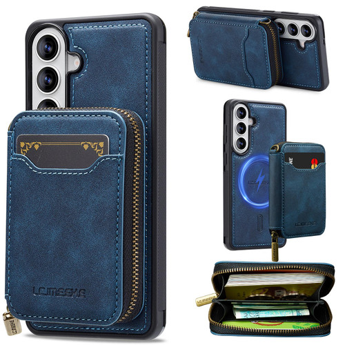 Samsung Galaxy A37 5G LC.IMEEKE L6 Series Zipper Card Bag MagSafe Magnetic Phone Case - Blue