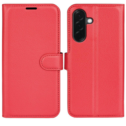 Samsung Galaxy A37 5G Litchi Texture Horizontal Flip Leather Phone Case with Holder - Red
