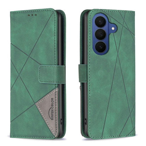 Samsung Galaxy A37 5G Magnetic Buckle Rhombus Texture Leather Phone Case - Green