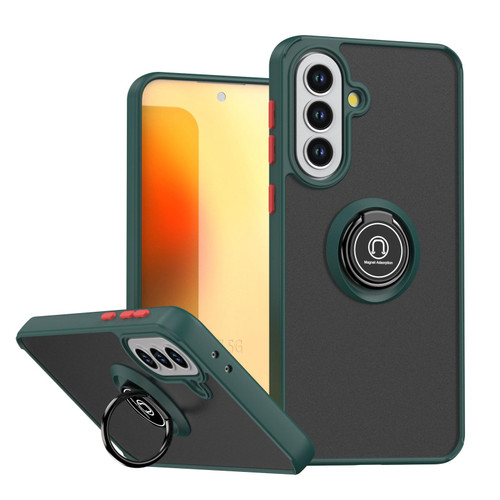 Samsung Galaxy A37 5G Q Shadow 1 Series TPU + PC Phone Case with Ring - Dark Green + Red