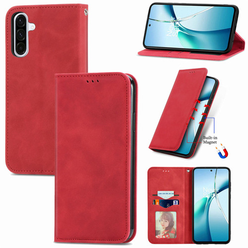 Samsung Galaxy A37 5G Retro Skin Feel Magnetic Leather Phone Case - Red