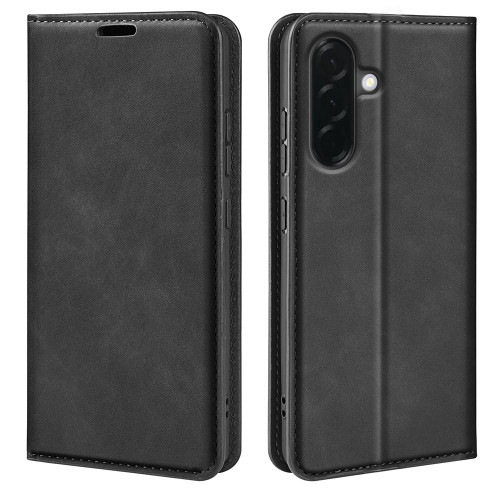 Samsung Galaxy A37 5G Retro-skin Magnetic Suction Leather Phone Case - Black