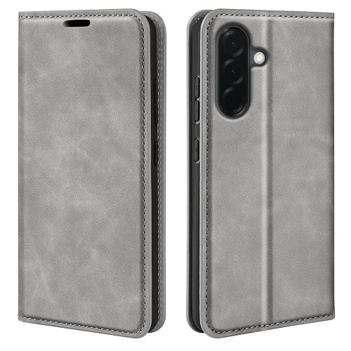 Samsung Galaxy A37 5G Retro-skin Magnetic Suction Leather Phone Case - Grey