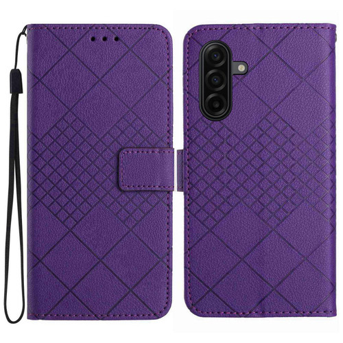 Samsung Galaxy A37 5G Rhombic Grid Texture Leather Phone Case - Purple