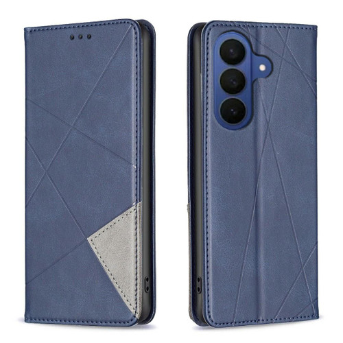 Samsung Galaxy A37 5G Rhombus Texture Magnetic Leather Phone Case - Blue