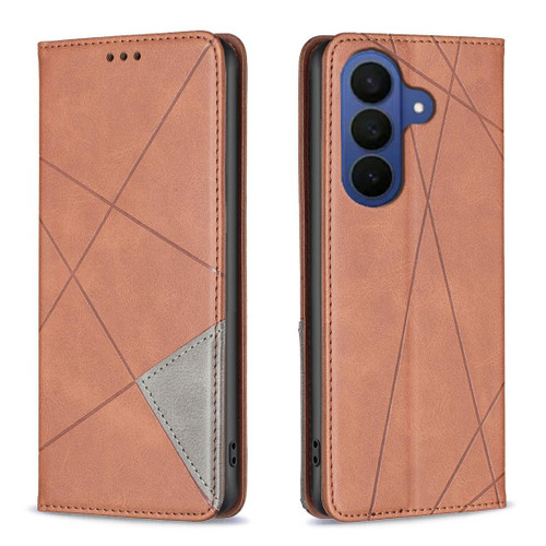 Samsung Galaxy A37 5G Rhombus Texture Magnetic Leather Phone Case - Brown