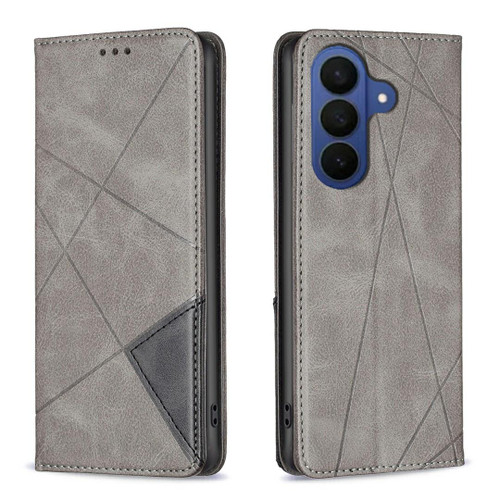 Samsung Galaxy A37 5G Rhombus Texture Magnetic Leather Phone Case - Grey