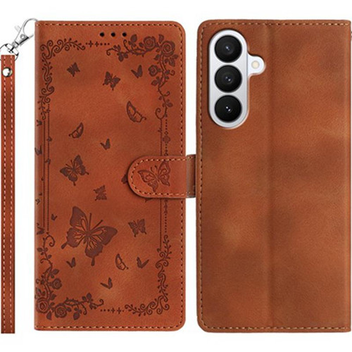 Samsung Galaxy A37 5G Secret Garden Butterfly Pattern Leather Phone Case - Brown