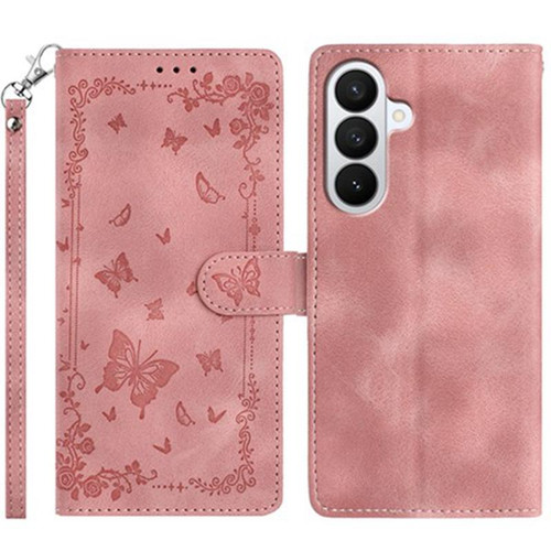 Samsung Galaxy A37 5G Secret Garden Butterfly Pattern Leather Phone Case - Pink