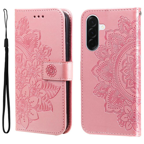Samsung Galaxy A37 5G Seven-petal Flowers Embossing Leather Phone Case - Rose Gold