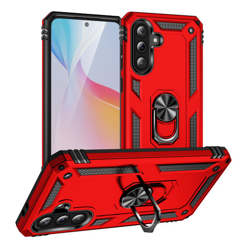 Samsung Galaxy A37 5G Shockproof TPU + PC Phone Case with Holder - Red