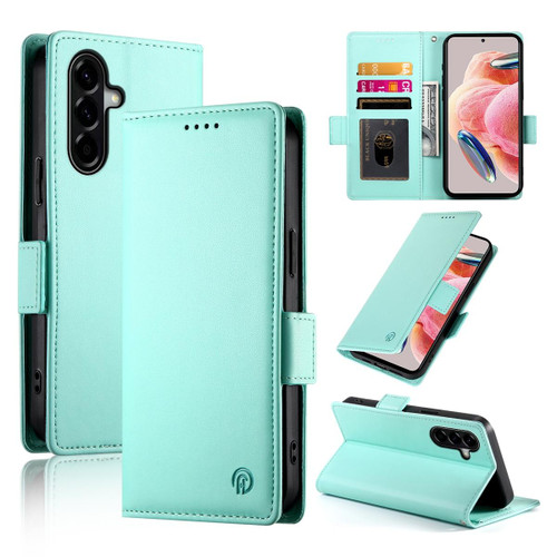 Samsung Galaxy A37 5G Side Buckle Magnetic Frosted Leather Phone Case - Mint Green