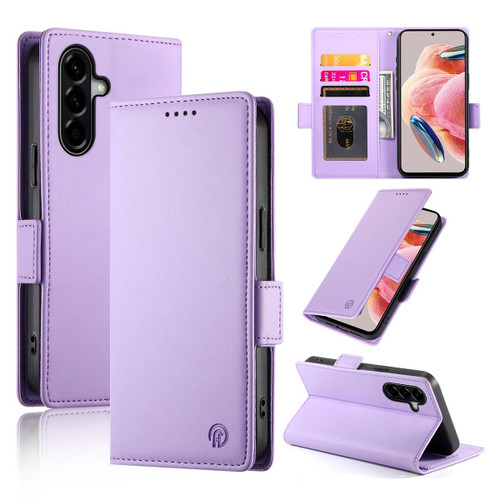 Samsung Galaxy A37 5G Side Buckle Magnetic Frosted Leather Phone Case - Purple