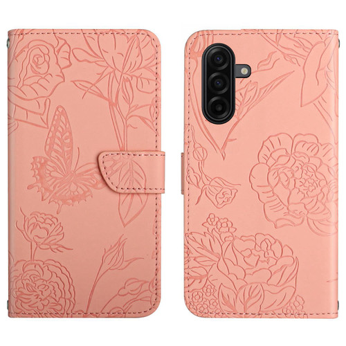 Samsung Galaxy A37 5G Skin Feel Butterfly Embossed Flip Leather Phone Case - Pink